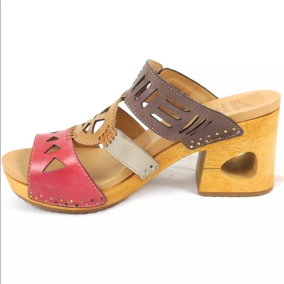 New Dansko Oralee Leather Boho Chic Wood Heels - Picture 3 of 7